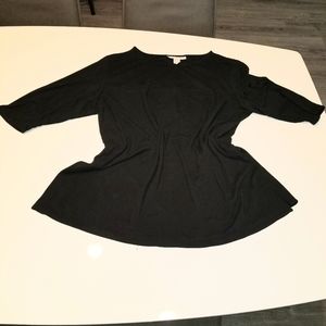 Black Career Blouse w Side Splits 2X